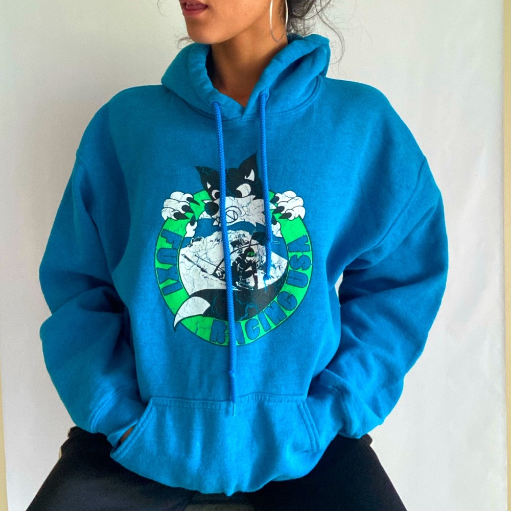 Blue pullover Ski racing team sweatshirt
